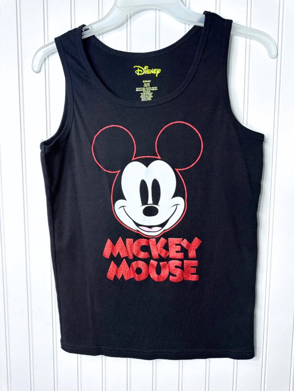 Mickey Mouse Black Red Foil Logo Tank Top Size Junior's XL 15/16
